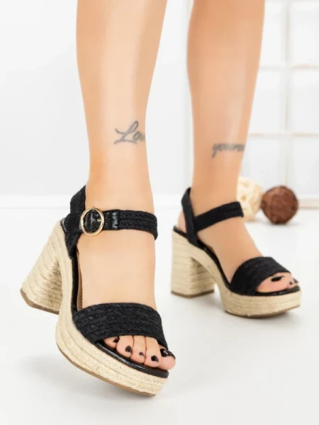 Sandale Dama cu Toc Gros si Platforma OP16-42 BLACK | CINK ME