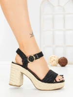 Sandale Dama cu Toc Gros si Platforma OP16-42 BLACK | CINK ME
