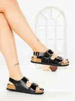 Sandale Dama cu Talpa Joasa LH775 BLACK | CINK ME