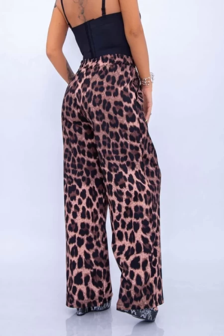 Damskie spodnie 12261 Leopard Brązowy | Fashion