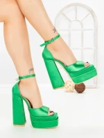 Sandale Dama cu Toc Gros si Platforma TOT-139 GREEN | L.DAY