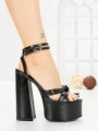 Sandale Dama cu Toc Gros si Platforma TOT-132 BLACK | L.DAY
