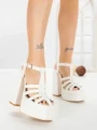 Sandale Dama cu Toc Gros si Platforma TOT-138 WHITE | L.DAY