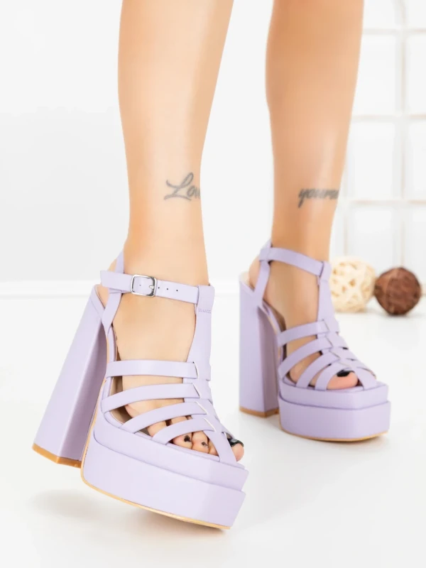 Sandale Dama cu Toc Gros si Platforma TOT-138 PURPLE | L.DAY