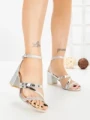 Sandale Dama cu Toc Gros S-136 SILVER | ABLOOM