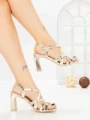Sandale Dama cu Toc Gros S-142 GOLD | ABLOOM