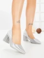 Pantofi cu Toc Gros G60-11 SILVER | FESTISIMO