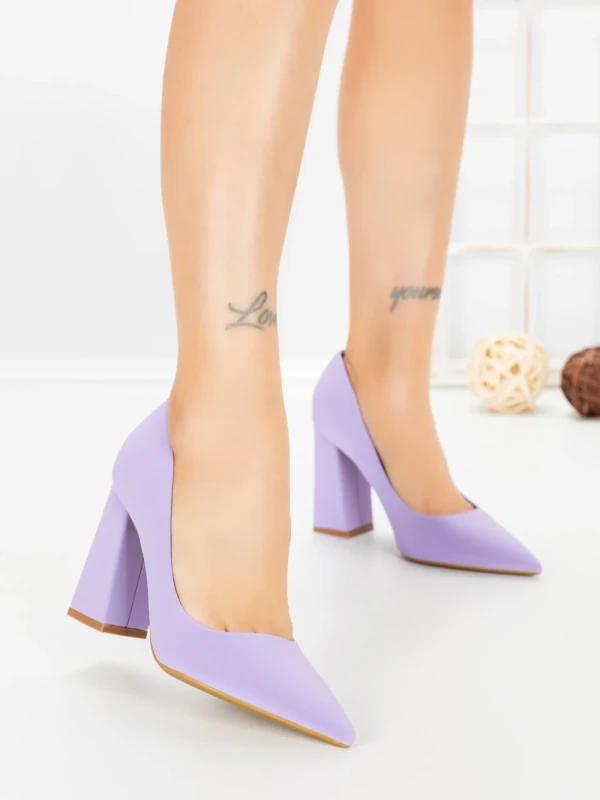 Pantofi cu Toc Gros G60-10 PURPLE | FESTISIMO
