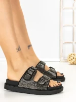 Papuci Dama cu Talpa Joasa 5LE106 BLACK-GUN | MEI