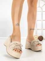 Papuci Dama cu Platforma 5LE33 BEIGE | MEI