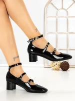 Pantofi cu Toc Gros H003 BLACK | L.DAY