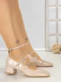 Pantofi cu Toc Gros TOT-159 BEIGE | L.DAY
