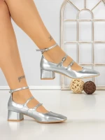 Pantofi cu Toc Gros TOT-159 SILVER | L.DAY
