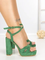 Sandale Dama cu Toc Gros si Platforma 2BL-2097 GREEN | BUONAROTTI