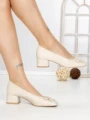 Pantofi cu Toc Gros S-3224 BEIGE | BUONAROTTI