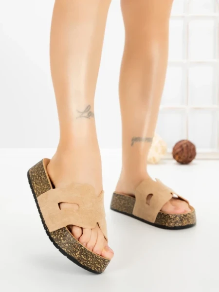 Papuci Dama cu Platforma 2023 KHAKI | GALLEVANI