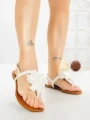 Sandale Dama cu Talpa Joasa KK-1006 WHITE | EMAS