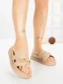 Papuci Dama cu Platforma FF-85 KHAKI | EMAS