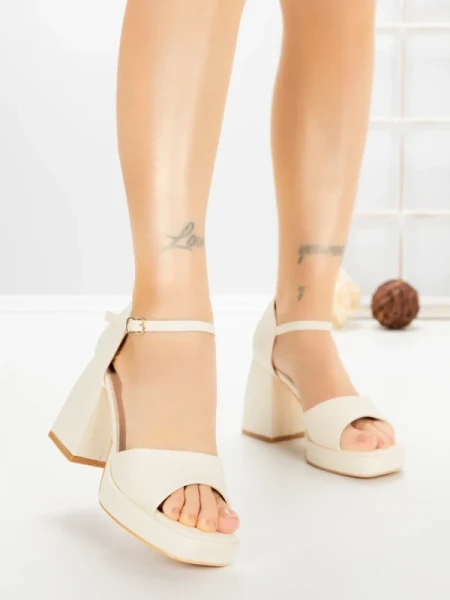 Sandale Dama cu Toc Gros DD-200 BEIGE | EMAS