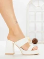 Papuci Dama cu Toc DD-202 WHITE | EMAS