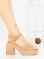Sandale Dama cu Toc Gros si Platforma A68350 KHAKI | ANDERINA