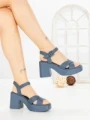 Sandale Dama cu Toc Gros si Platforma A68350 BLUE | ANDERINA