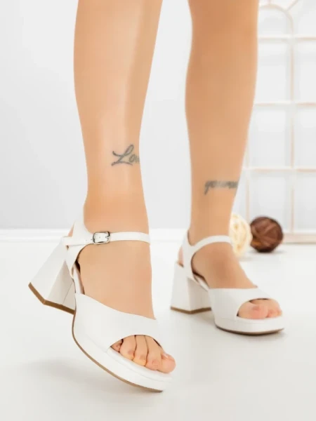Sandale Dama cu Toc Gros JM168F BLANCO | ANNALISE