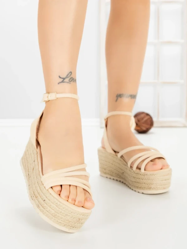 Sandale Dama cu Platforma R-01 BEIGE | GOWIN