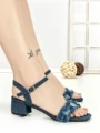 Sandale Dama cu Toc Gros J-238 DARK BLUE | CHERIE