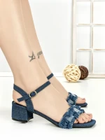 Sandale Dama cu Toc Gros J-238 DARK BLUE | CHERIE