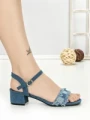 Sandale Dama cu Toc Gros J-238 LIGHT BLUE | CHERIE