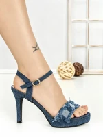 Sandale Dama cu Toc Subtire si Platforma J-246 DARK BLUE | CHERIE