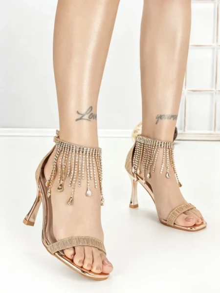 Sandale Dama cu Toc Subtire J-205 CHAMPAGNE | CHERIE
