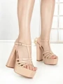Sandale Dama cu Toc Gros si Platforma B6 NUDE | CHERIE