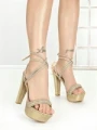 Sandale Dama cu Toc Gros si Platforma J-211 GOLD | CHERIE