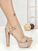 Sandale Dama cu Toc Gros si Platforma J-212A CHAMPAGNE | CHERIE