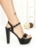 Sandale Dama cu Toc Gros si Platforma J-212 BLACK | CHERIE