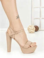 Sandale Dama cu Toc Gros si Platforma J-212 NUDE | CHERIE