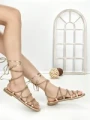 Sandale Dama cu Talpa Joasa LS-89161 GOLD | ABLOOM