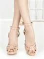 Sandale Dama cu Toc Gros si Platforma 168-92 NUDE | CHERIE