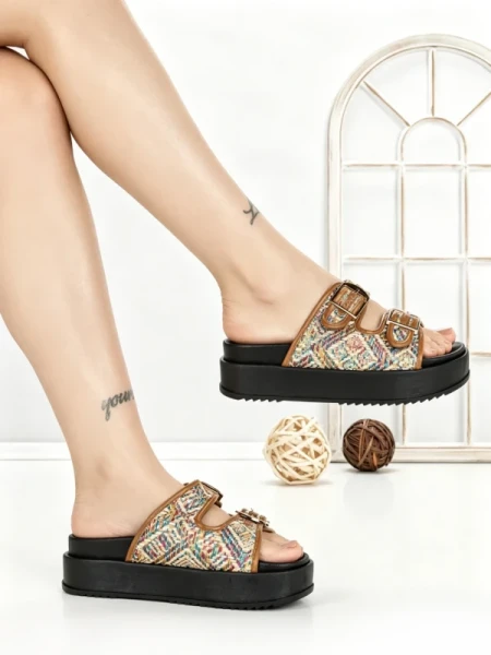 Papuci Dama cu Platforma SS-162 CAMEL | STEPHAN