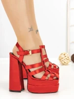 Sandale Dama cu Toc Gros si Platforma P-1287 RED | STEPHAN