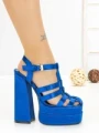 Sandale Dama cu Toc Gros si Platforma P-1287 BLUE | STEPHAN