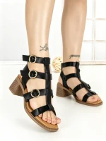 Sandale Dama cu Toc Gros FD-68 BLACK | STEPHAN