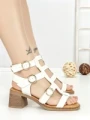 Sandale Dama cu Toc Gros FD-68 WHITE | STEPHAN