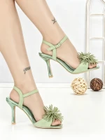 Sandale Dama cu Toc Subtire P-1345 GREEN | STEPHAN