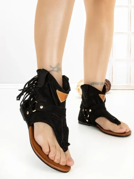 Sandale Dama cu Talpa Joasa WL-203 BLACK | STEPHAN
