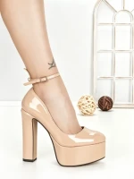 Pantofi cu Toc Gros si Platforma C-240 BEIGE | STEPHAN