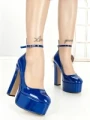 Pantofi cu Toc Gros si Platforma C-240 BLUE | STEPHAN