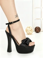Sandale Dama cu Toc Gros si Platforma H-48 BLACK | STEPHAN